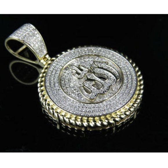Real Gold & Natural Diamond Medallion Allah Charm